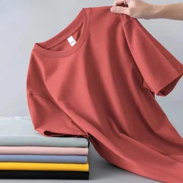 100% Pure Cotton Round Neck Short Sleeved T-shirt for Men and Women's New Summer Versatile Loose Solid Color Men's T-shirt 5
