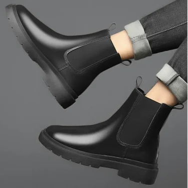 Autumn New Chelsea Boots for Men Black Men Boots Fashion Winter Slip on Ankle Boots Retro Motorcycle Booties botas para hombre 3