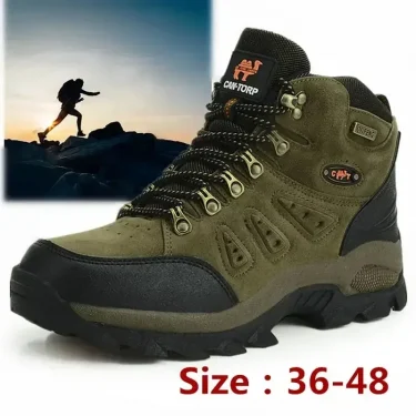 Men's Climbing Hiking Shoes High-top Sneakers Outdoor Non Slip Desert Boots for Men Winter Plush Warm Cotton Boots Couple Botas 1