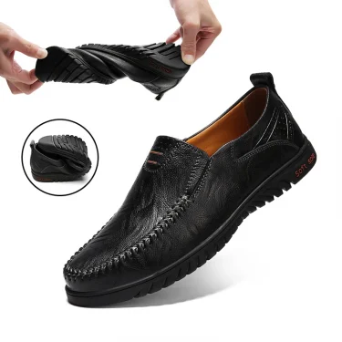 Genuine Leather Men Shoes Luxury Brand 2025 Casual Slip on Formal Loafers Men Moccasins Italian Black Male Driving Shoes Men 6