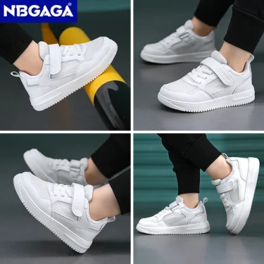 Children Sneaker Boys Casual Shoes Black Leather Flat Student Walking Shoes Non-slip Girl Lightweight Sports Tennis Footwear 5