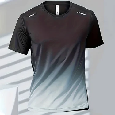 Summer Men's T-Shirt Badminton Quick Dry Men's Boxing Training short sleeve Casual Sportswear Running Tops Man Gradient Clothes 5