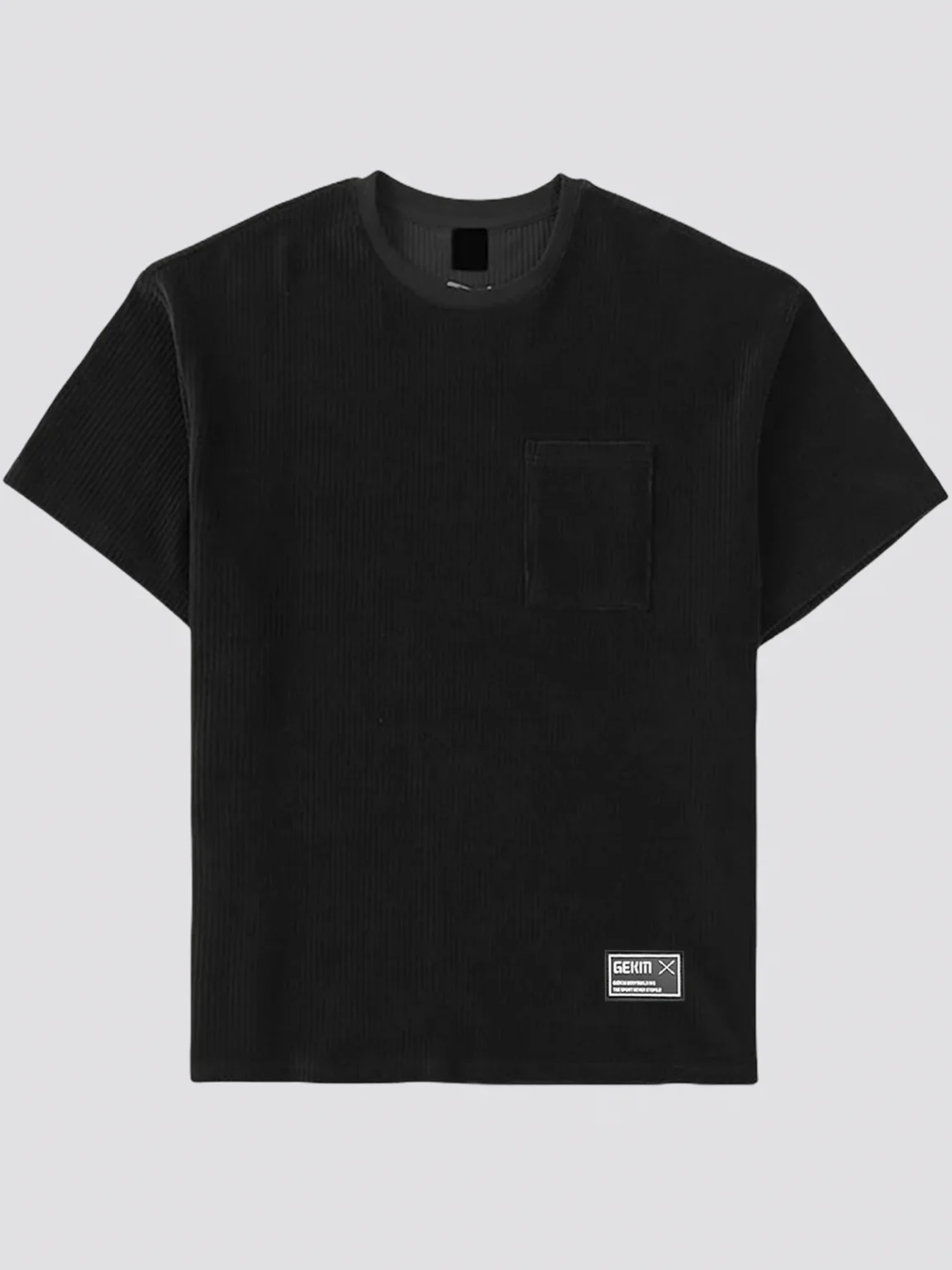 Fitness T-shirt Men's new round neck corduroy summer casual clothes thread running short sleeve T-shirt 3