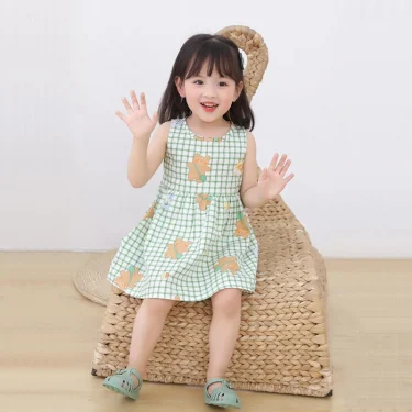 Girl Dress Cotton Summer Kids Clothes Girls Children Flower Dresses Sleeveless Princess Party Outfit Children's Clothing 4