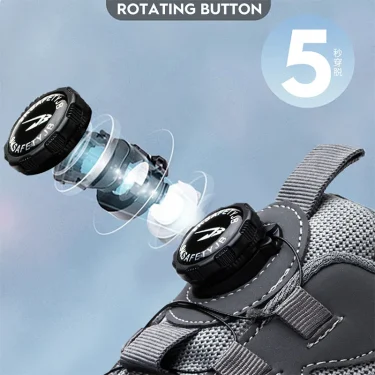 Rotating Button New Safety Shoes Men Anti-smash Anti-puncture Work Shoes Fashion Men Sport Shoes Security Protective Boots Men 3