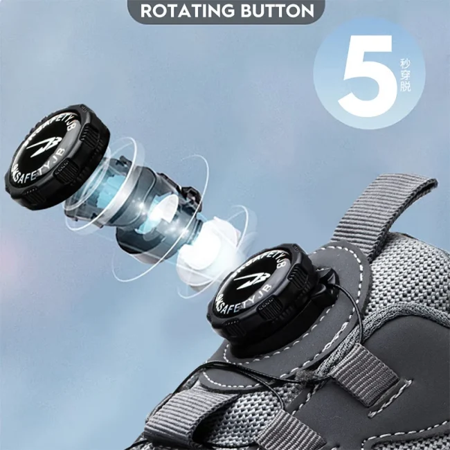 Rotating Button New Safety Shoes Men Anti-smash Anti-puncture Work Shoes Fashion Men Sport Shoes Security Protective Boots Men 3