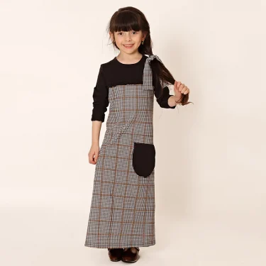 AA-girls long sleeve maxi dress round neck big girl clothes children clothing girl cotton dress ruffle and large baggy pocket 2
