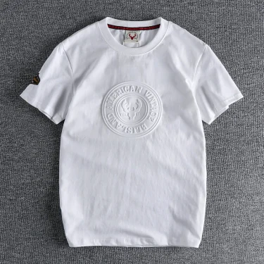 Summer New American Retro Short-sleeved O-neck 3D Printed T-shirt Men's Fashion Simple 100% Cotton Washed Casual Sport Tops 2