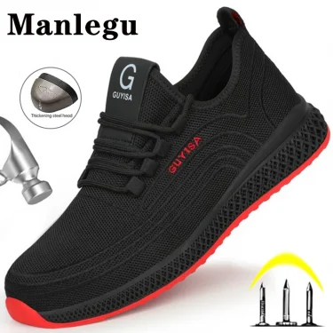 Work Shoes Men Women Work Sneakers Breathable Lightweight Steel Toe Safety Shoes Boots Men Anti-Puncture Indestructible Shoes 1