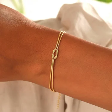 Stainless Steel Knot Snake Chain Bracelet for Couple Handmade Knot Bracelet Gold Silver Color Valentine's Day Jewelry Gifts 4