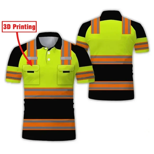 Fake Project Work Uniforms Excavator 3D Print Cosplay Oversized Men's Polo Shirt Short Sleeve Top Tee Breathable Uniform Clothes 3