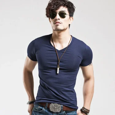 2025 Mrmt Brand New V Collar Men T-Shirt Short Sleeve Mens T Shirt Half Sleeve Lycra Cotton Man T-Shirt For Male Tshirt Clothing 3