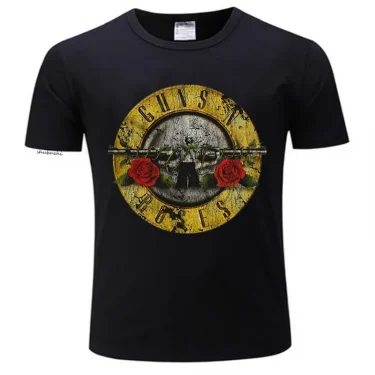 Men Cotton T Shirt Summer Brand Tshirt Guns N Roses Bullet Logo Black Men'S Graphic T-Shirt brand tee-shirt homme tops 1