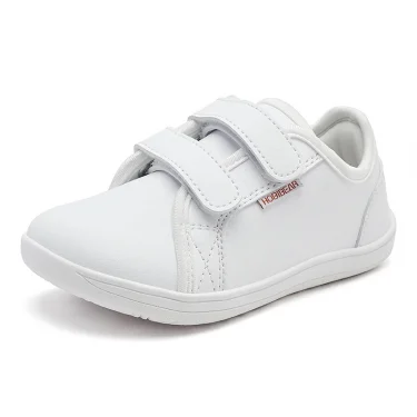 HOBIBEAR Boys Girls Barefoot Shoes Kids Wide Toe Minimalist Sneakers Lightweight Hook Loop Artificial Leather Shoes 1