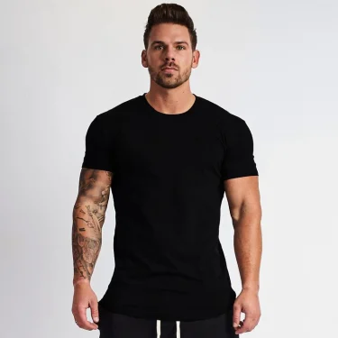 Muscleguys New Plain Clothing fitness t shirt men O-neck t-shirt cotton bodybuilding tee shirts slim fit tops gyms tshirt Homme 3