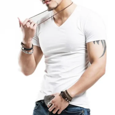New Men T Shirt Fitness V neck Man T-shirt For Male Clothing T-shirts M-5XL Tops Tees ropa hombre ​футболка мужская 2