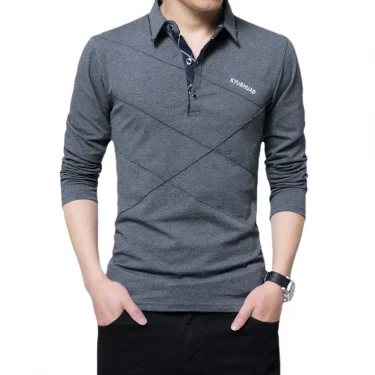 TFETTERS Brand T Shirt Men Long T-shirt Turn-down Stripe Designer T-shirt Slim Fit Loose Casual Cotton T Shirt Male Plus Size 1