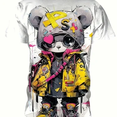 3D Bear Print Men's Clothing Summer Man Clothes O-Neck Men's Short Sleeve T-shirt Loose T-shirt Tops Men's Shirts Funny T shirts 4