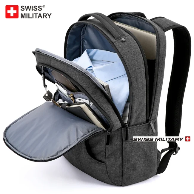 SWISS 15 inches Laptop Backpack Waterproof USB Charge Port School Mochilas Multifunctional Rucksack Mochila Hiking Travel Bag 6