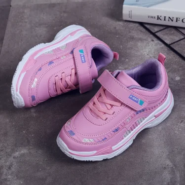 Kids Girls Shoes Leather Platform Sneakers Children Lightweight Pink Purple Running Sports Tennis Girls Sneaker 4