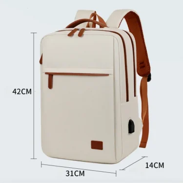 Business Backpack For Men Women New Trendy Design 15.6-Inch Laptop Backpack Blue Beige Student Schoolbag Boarding Backpack Male 6