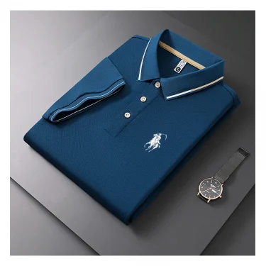 Nueva camiseta para hombre, polo clásico de manga corta, camiseta informal de verano con botones, polo informal extra grande 4