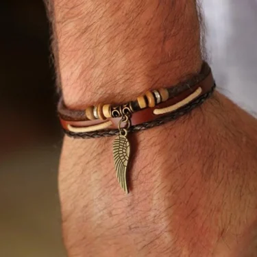 Leather Bracelets for Women Men Jewelry Handmade Wing Charm pulseira masculina pulseira feminina bileklik bracelet men femme new 1