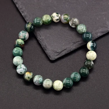 Genuine Tree Patterned Agates Beads Bracelet Woman Real Natural Moss Agates Bracelets Man Energy Stones for Healing Fengshui 3