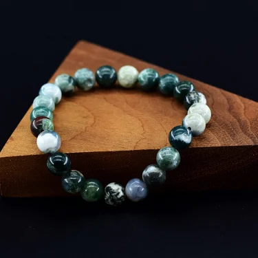 Genuine Tree Patterned Agates Beads Bracelet Woman Real Natural Moss Agates Bracelets Man Energy Stones for Healing Fengshui 4