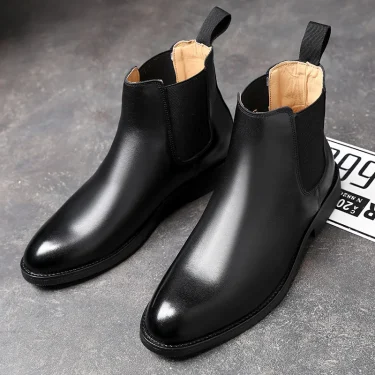 Men's Classic Retro Genuine Leather Chelsea Boots Men Fashion Ankle Boot Mens Casual British Style Short Boot High-Top Shoes 3