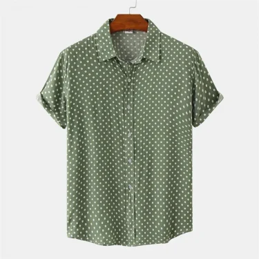 Fashion Solid Colored Dots Hawaiian Shirt Men Casual Short Sleeves Summer 3d Printed Button Blouse Tops Street Button Shirts 3