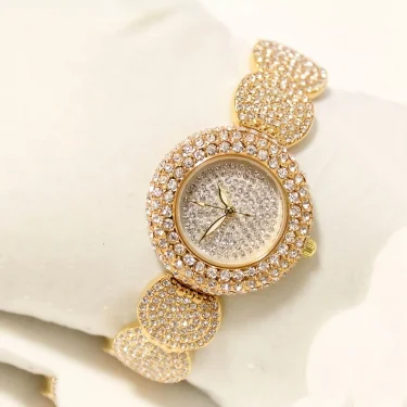 Women's Watch Luxury Rhinestone Quartz Bracelet Watch Sparkling Fashion Analog Party Dress Wrist Watch 3