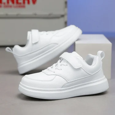 Kids Shoes Boy Sneakers Black White PU Leather Children Sneakers 6 To 12 Years School Casual Sports Tennis Shoes for Boy 3