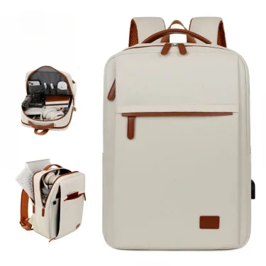 Business Backpack For Men Women New Trendy Design 15.6-Inch Laptop Backpack Blue Beige Student Schoolbag Boarding Backpack Male 2
