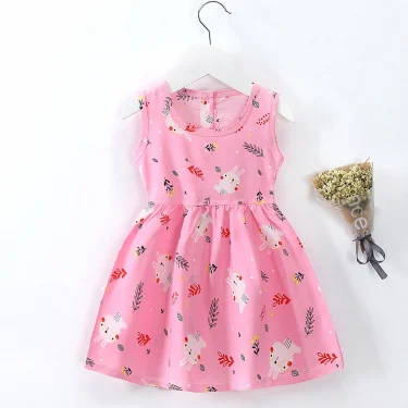 Girl Dress Cotton Summer Kids Clothes Girls Children Flower Dresses Sleeveless Princess Party Outfit Children's Clothing 2