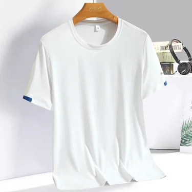 Men's Summer Ice Silk T-shirt Sweatshirt Round Neck Simple Running Fitness Suit Thin Breathable Quick Drying T 3