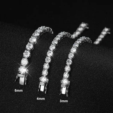 KNOBSPIN D VVS1 Moissanite Tennis Bracelet Original s925 Sterling Silver Plated 18k White Gold with GRA Bracelets for Women Man 4