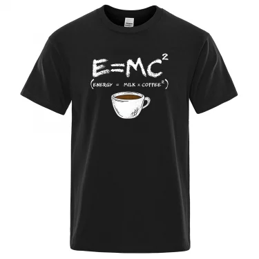 Energy=Milk+Coffee Printing Men Tshirt Casual Breathable Tshirts Funny Cotton Loose Tees Shirts Street Oversized T-Shirts Man 1