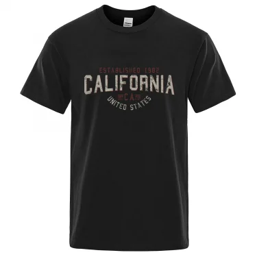 Established 1982 California United States T-Shirt Men Oversized Cotton Summer Tshirt Breathable Loose O-Neck Shirts Hip Hop Tees 2