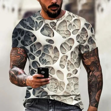 Fashion T-Shirts For Men 3d Irregular Pattern Men's Clothing Street Designer Short Sleeved Oversized Top Tees Casual Sportswear 1