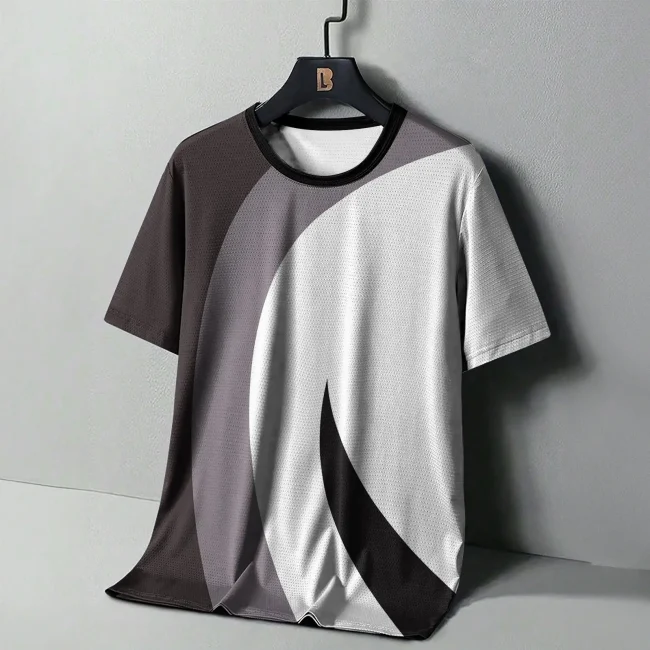 Summer Men's T Shirt Street Sport Fitness Clothing Casual Short Sleeve Print Quick-drying Clothing Outdoor Sportshirt T-Shirts 2