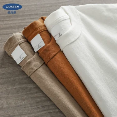 Dukeen 11.2oz Heavyweight 100% Cotton T-Shirt Men's Casual Solid Color Short-Sleeved White CrewNeck Thick Tops Unisex. 1