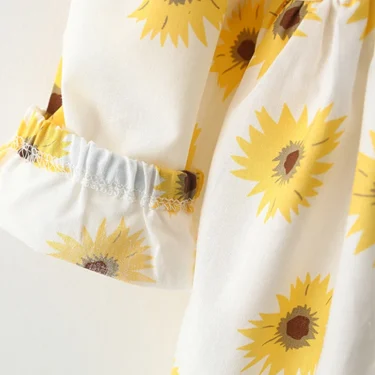 2Piece Spring Fall Toddler Girl Clothes Set Korean Cute Doll Collar Long Sleeve Print Flowers Dress+Bag Newborn Baby Dresses 074 5