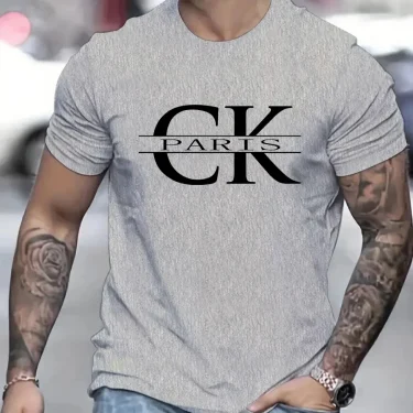 Summer new monogram print, men's retro casual cotton street casual fashion short-sleeved top 3