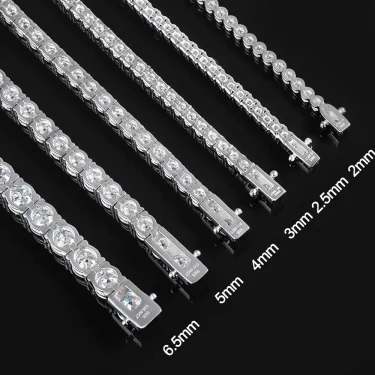 KNOBSPIN 2mm Moissanite Tennis Bracelet 925 Sterling Silver Plated White Gold Bracelet for Women Man Sparkling Party Jewelry 3