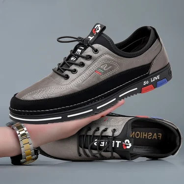 Genuine Leather Man Shoes Elastic Band Men's Sneakers Concise Soft Soled Men Casual Shoes Light Running Sneaker Tenis Shoes 50 1