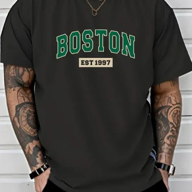Japanese simple and fresh letter pattern summer short-sleeved outdoor casual comfortable breathable men's short-sleeved T-shirt 1