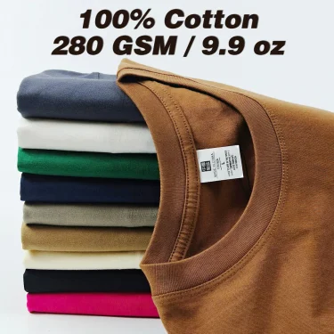 280GSM New Summer 100%Cotton T Shirts Men Casual Short Sleeve Cotton Crew Neck Soft Plain T-Shirt Men's Loose Fit Tee Shirt Tops 1