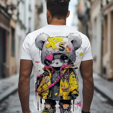 3D Bear Print Men's Clothing Summer Man Clothes O-Neck Men's Short Sleeve T-shirt Loose T-shirt Tops Men's Shirts Funny T shirts 2