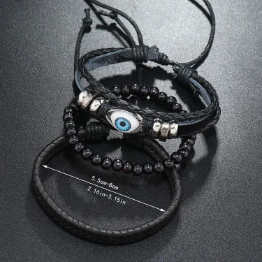 Modyle Multi-layer Gothic Leather Bracelet Set Punk Viantage Wings Charms Handwoven Bracelets for Men Jewelry Gifts 3
